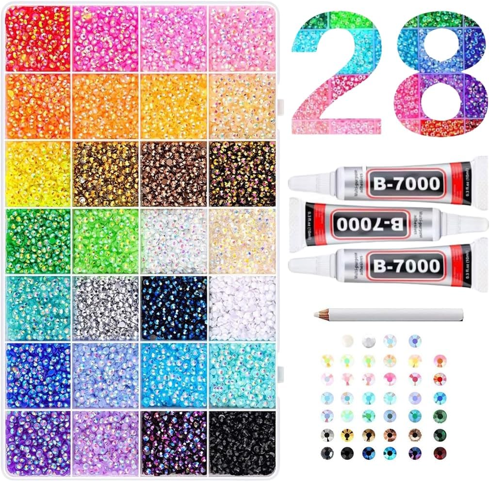 42000Pcs Resin Jelly Rhinestones for Bedazzling, Bedazzler Kit with Pen & Tweezers and 3Pcs B7000 Jewelry Glue for Nail Art Crafting Book for Crafts Crafting Book Shoes Nail Art (42000)