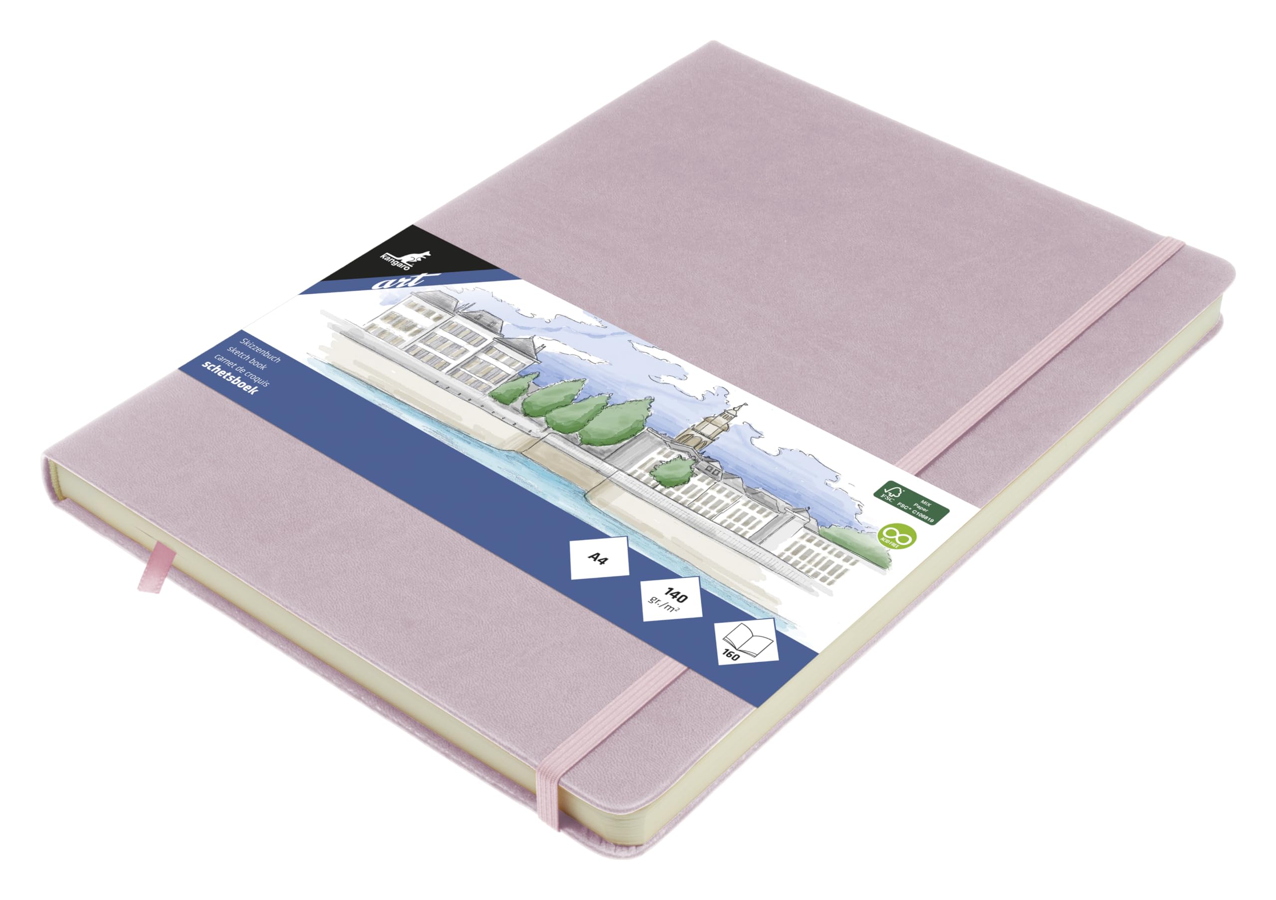 Kangaro Art Sketchbook A4 Purple PU Hard Cover 80 Sheets 140 g Cream Paper Cream Paper
