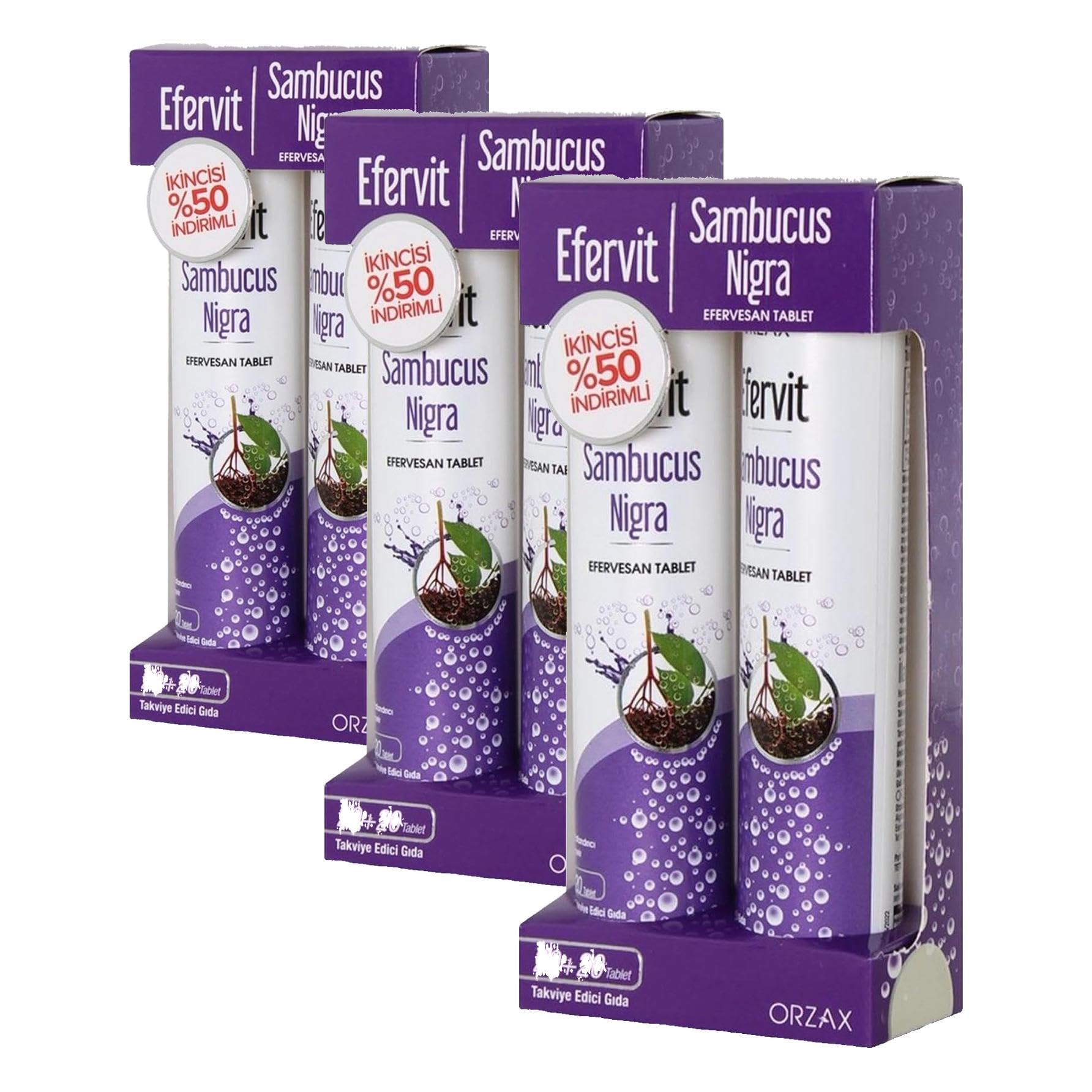 Orzax Efervit Sambucus Nigra 20 Eff Tablet 2.%50 Indirimli (3 paketi)