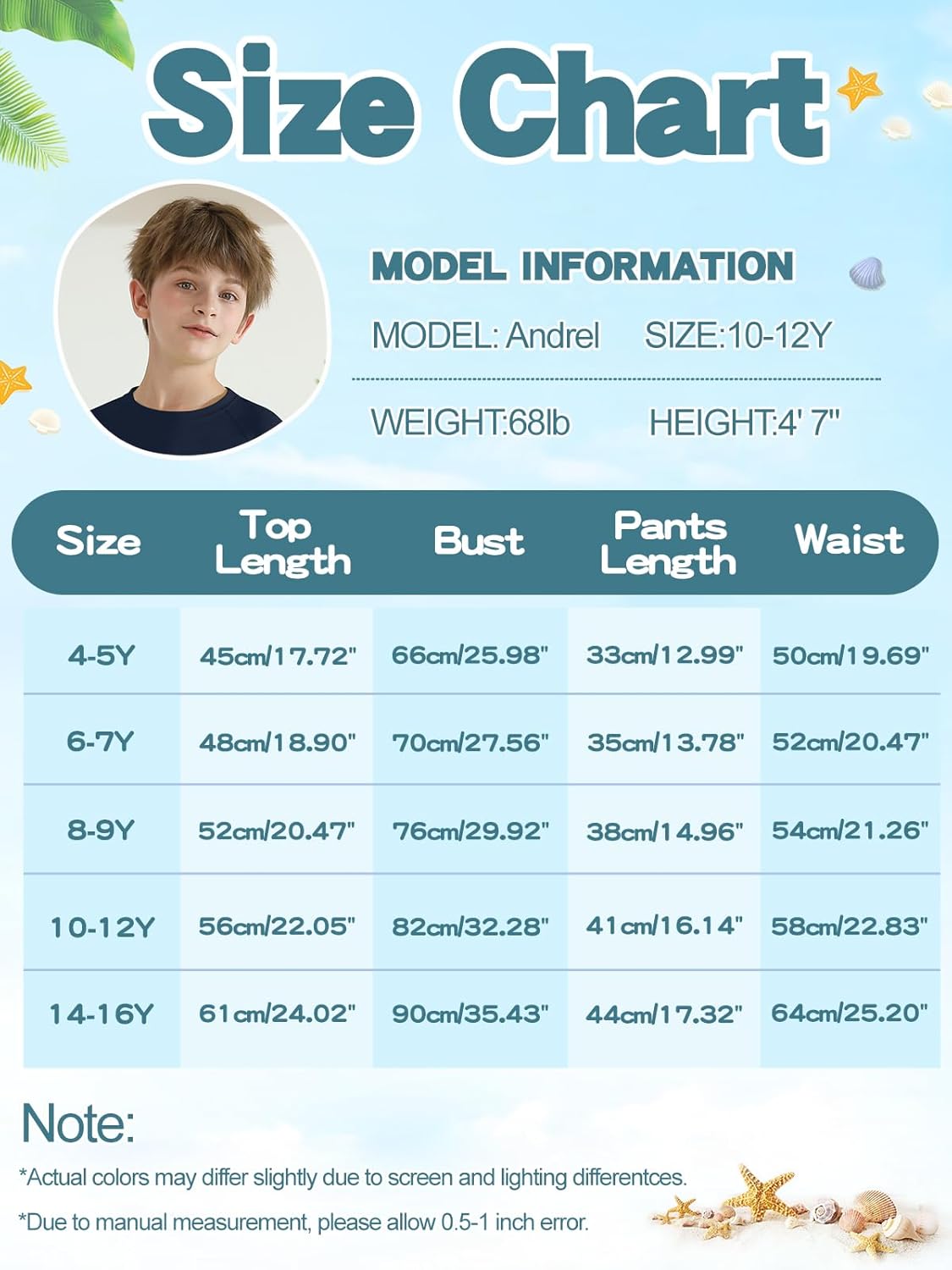 Boys Rash Guard Swim Set Kids 2 Piece Long Sleeve Swim Trunks with Compression Liner Swimsuit for Beach Hawaii - Image 7