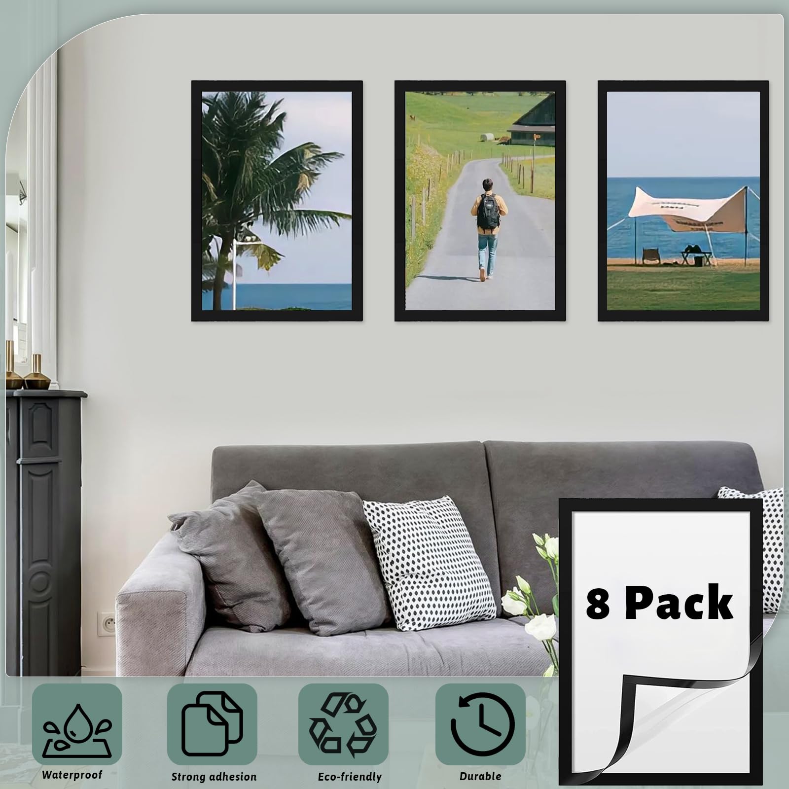 30X30Cm Vierkante Fotolijst Met Herbruikbare Magnetische Sticker Op De Achterkan