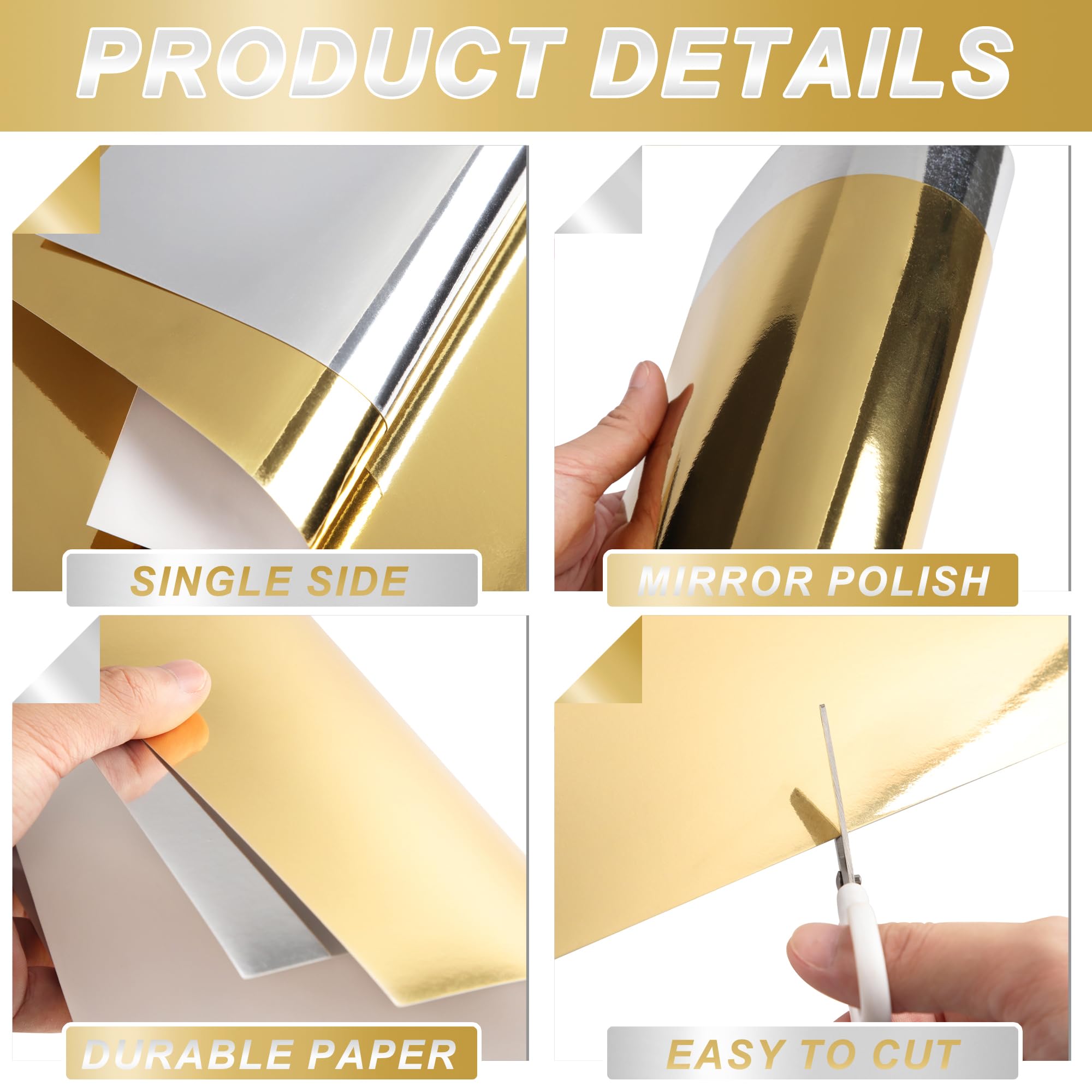 A4 Golden & Silver Mirror Cardstock, 26 Sheets (13 Gold+13 Silver) - Image 3