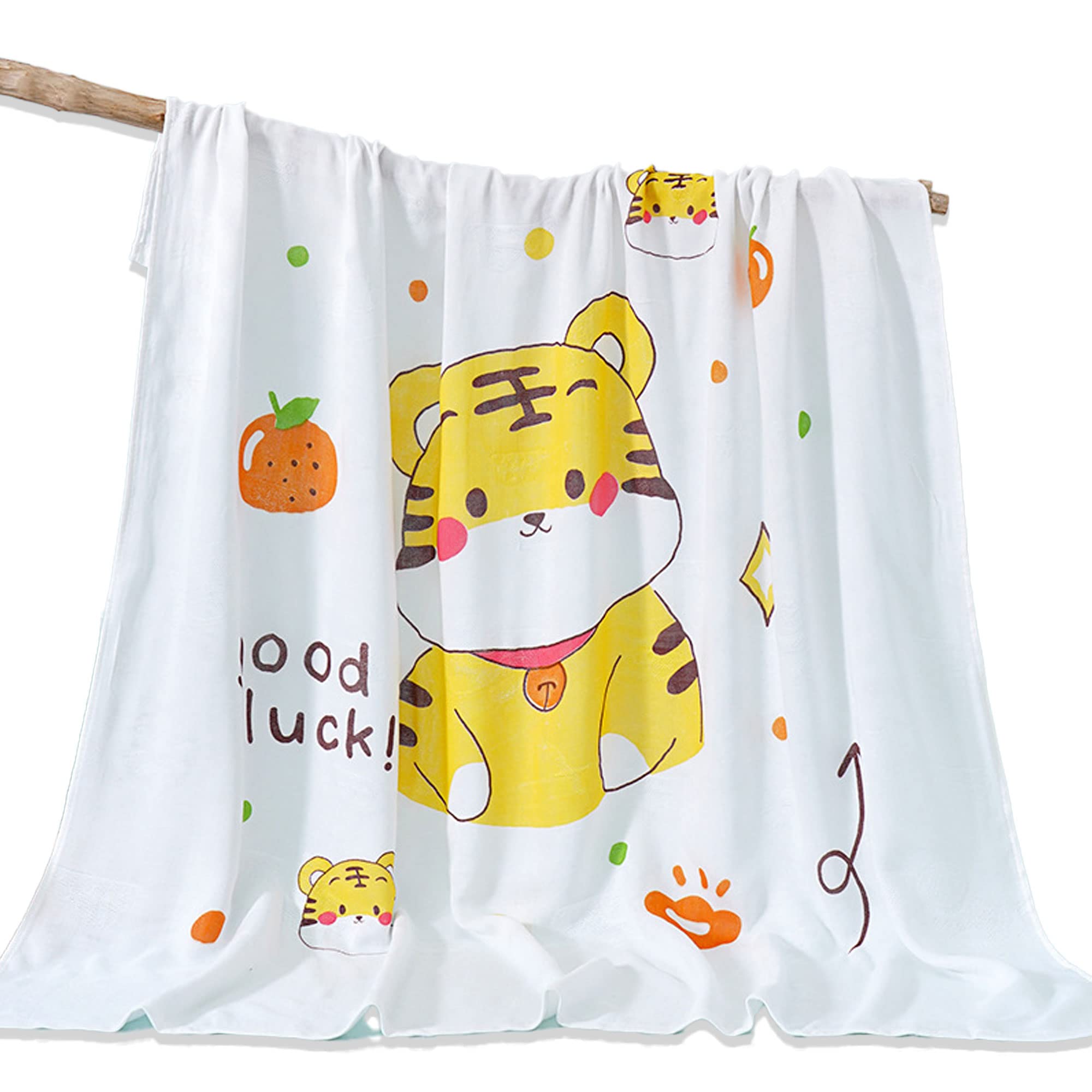 BEMBIKA Bamboo Muslin Blanket Baby 110X110 Cm Stroller Blanket Receiving Blanket for Newborn Unisex Baby (Cute Tiger)