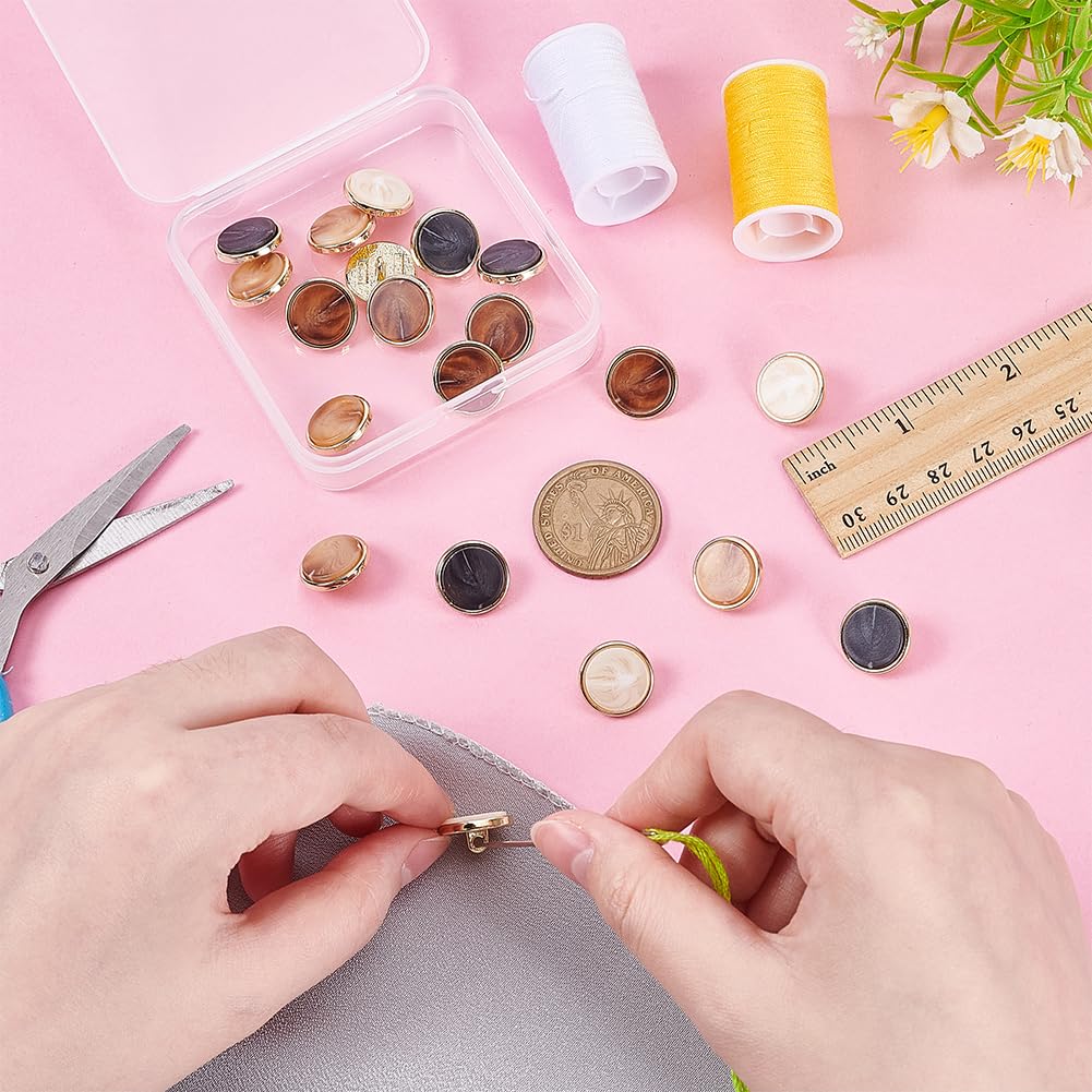 arricraft 20 pz Bottone Rotondo con Motivo In Metallo e Resina Alla Moda, Bottoni Da Cucito con Gambo Da 15mm per Abiti Da Sposa, Decorazioni per Bouquet, Artigianato Fai Da Te