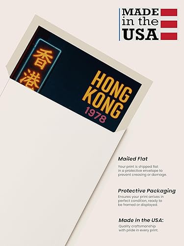 Miniatura 3 de AMERICAN LUXURY GIFTS Póster vintage de viaje de Hong Kong, horizonte nocturno retro de 1978, impresión sin marco de 8 x 10 pulgadas, arte de pared