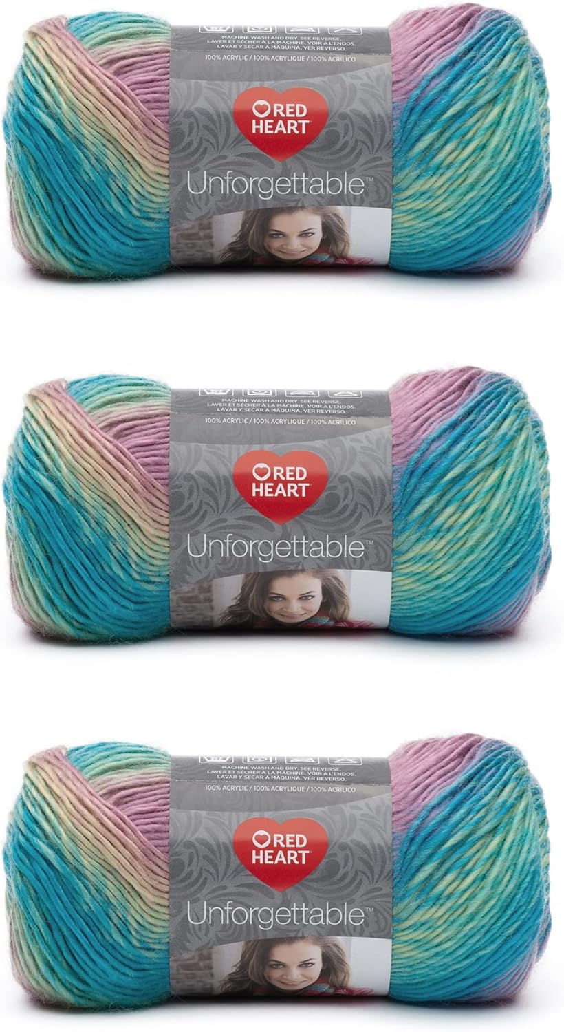 Red Heart Boutique Unforgettable Candied Yarn - 3 Pack of 100g/3.5oz - Acrylic - 4 Medium (Worsted) - 270 Yards - Knitting/Crochet