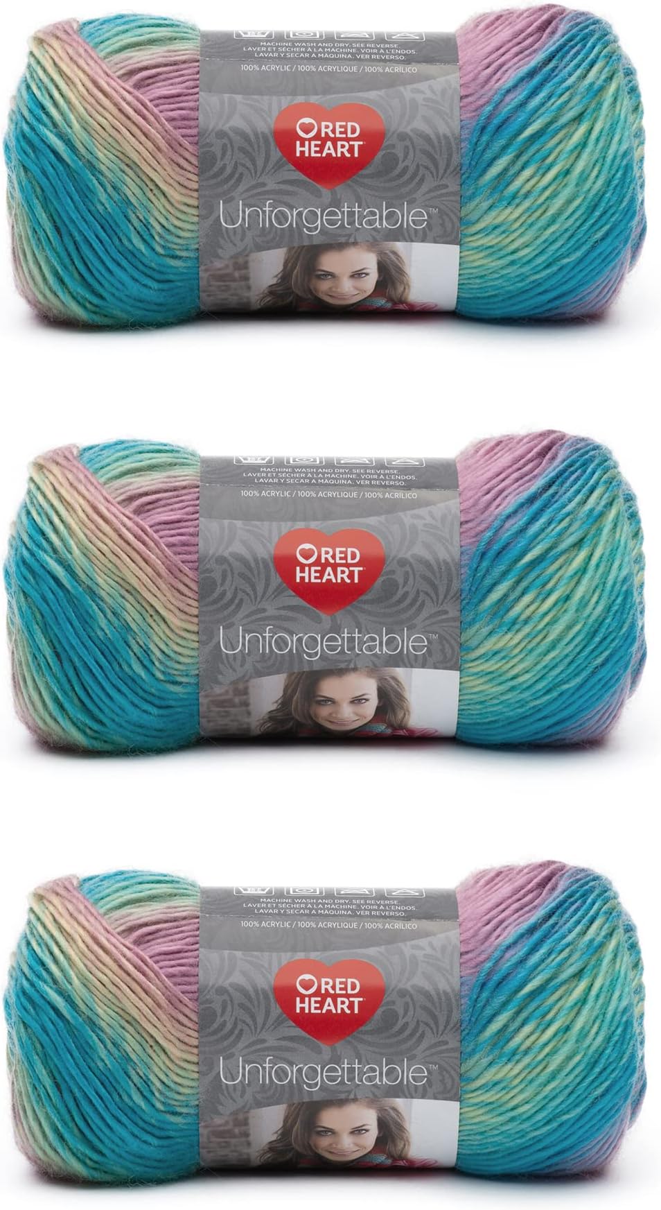 Boutique Unforgettable Candied Yarn - 3 Pack of 100g/3.5oz - Acrylic - 4 Medium (Worsted) - 270 Yards - Knitting/Crochet