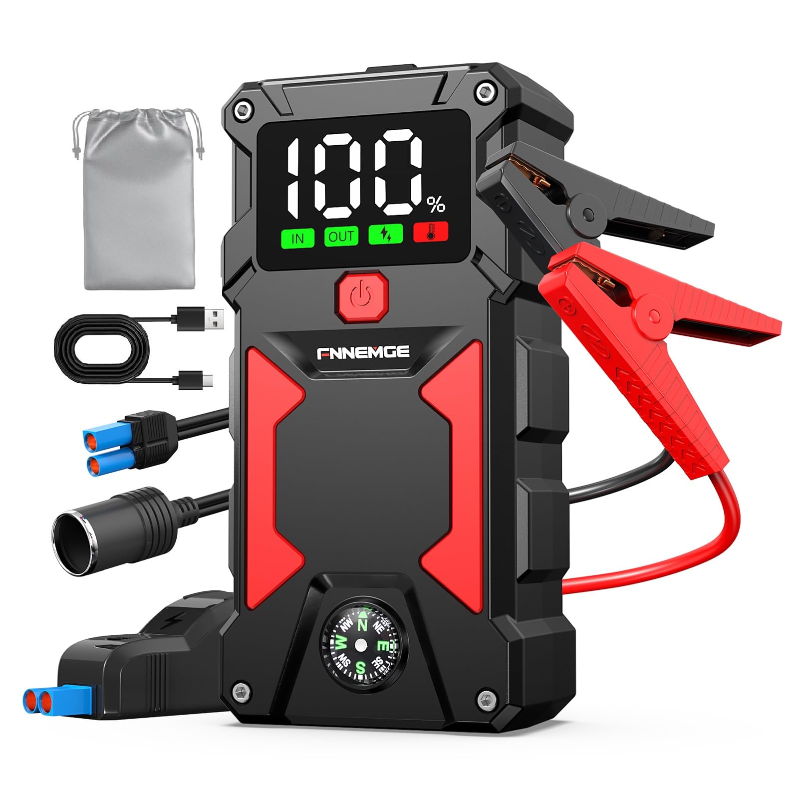 Amazon | FNNEMGE ジャンプスターター 電流8000A 大容量 24800mAh 12V