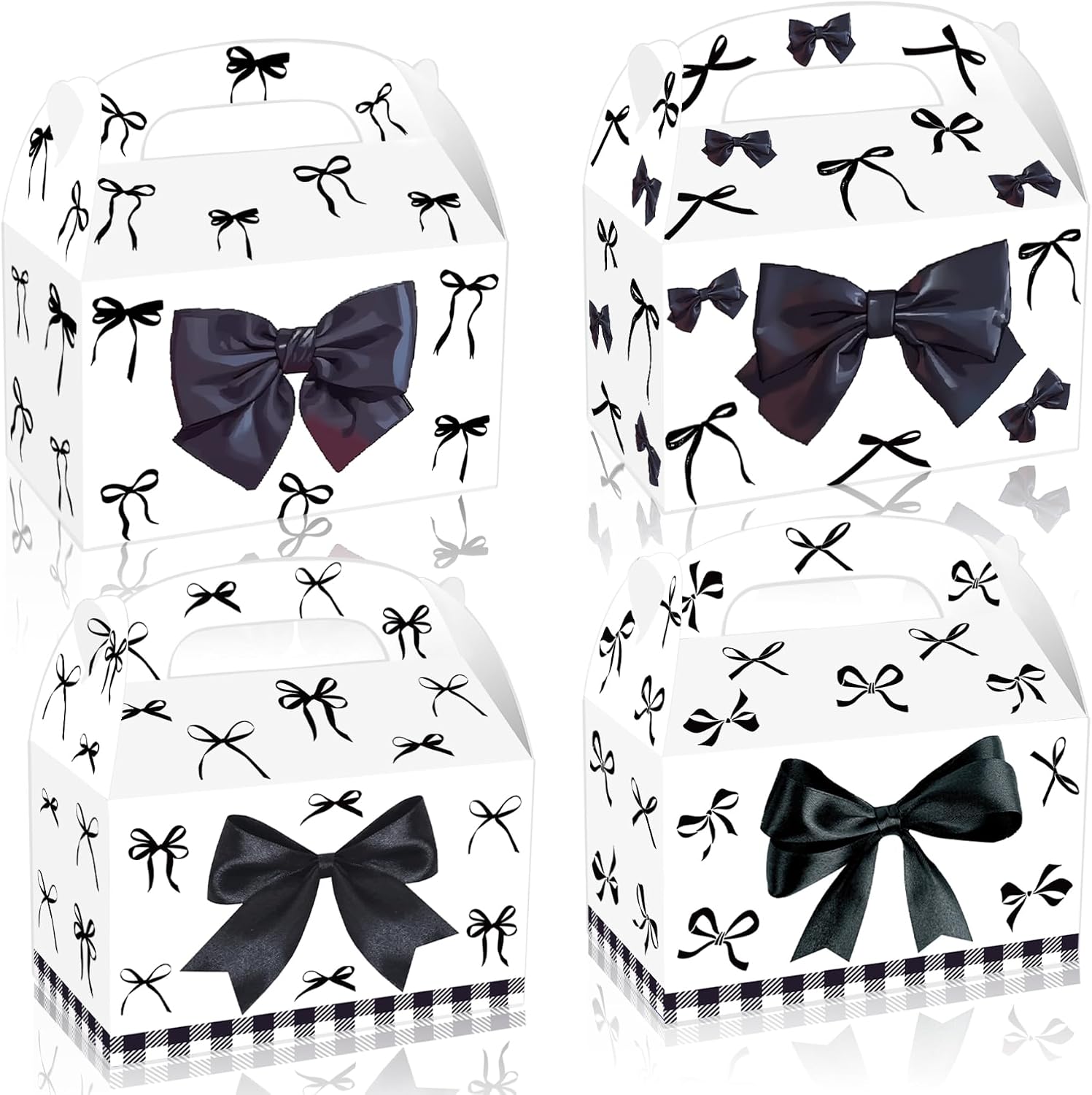 24Pcs Black Bow Party Favor Treat Boxes,Elegant Birthday Party Supplies