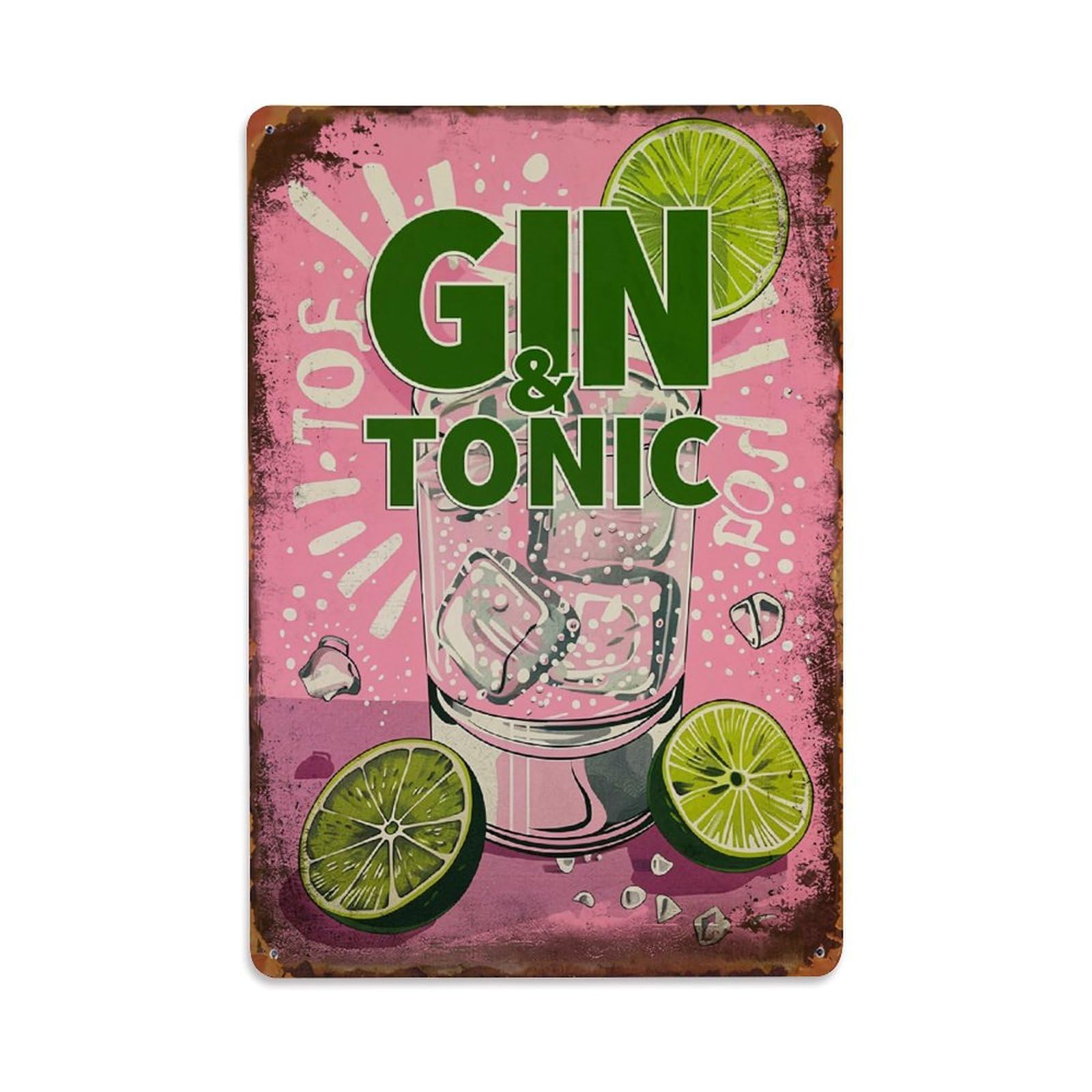 Jdfenggu Vintage Gin And Tonic Cocktail Poster Retro Metal Tin Sign, Metal Poster For Bar, Home, Man Cave, Kitchen, Laundry Room Art Decor 8X12 Inch