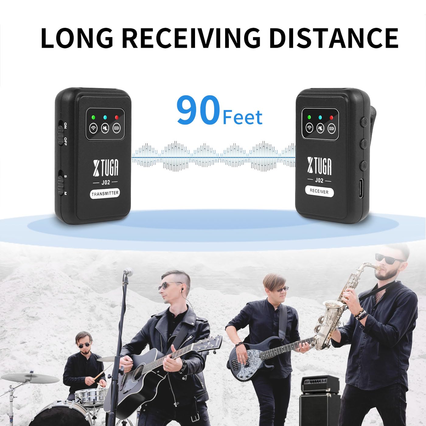 XTUGA Systèmes de retours in-Ear avec écouteur, Système IEM Stéréo 2.4G avec Émetteur & Récepteur en Mode Mono et Stéréo