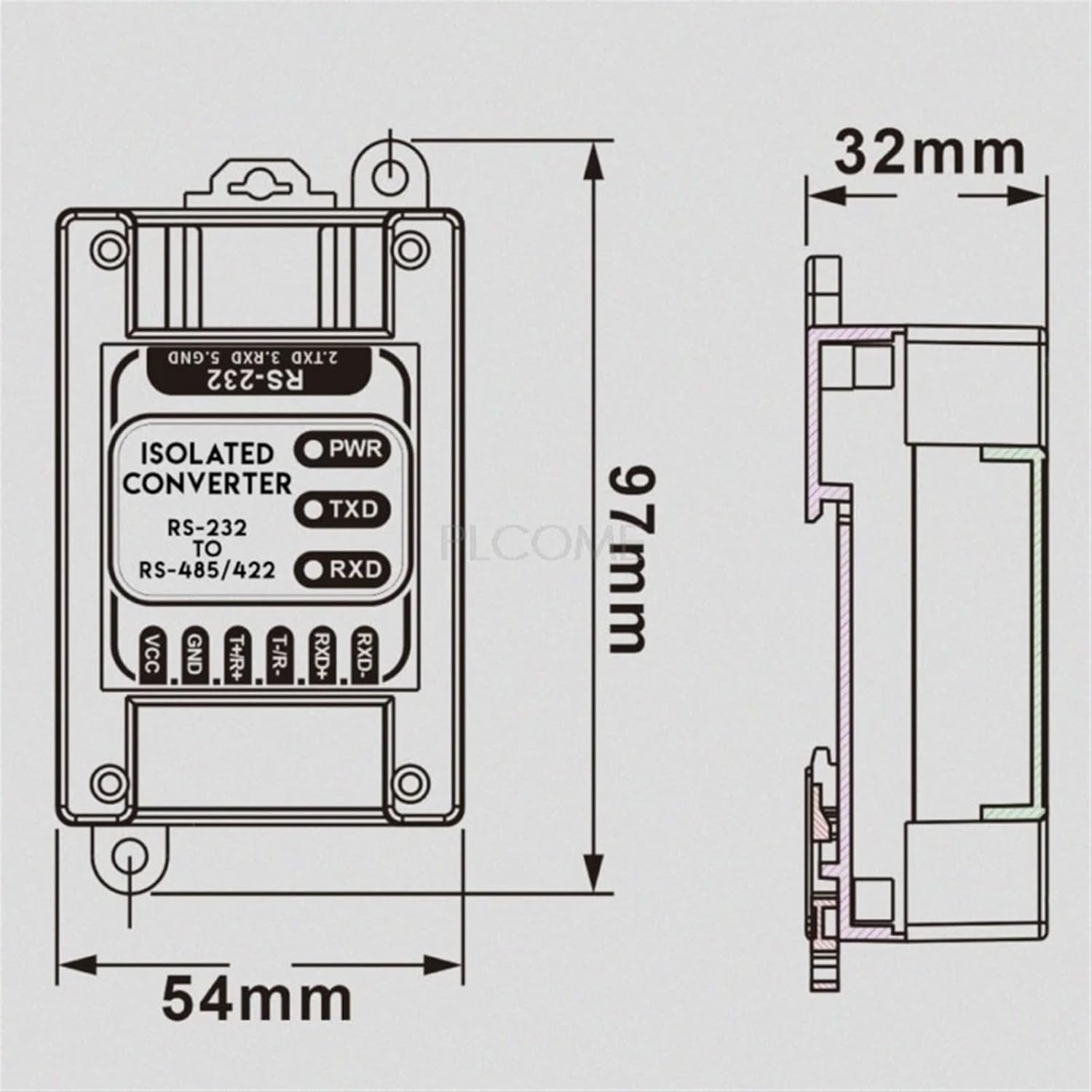 RS232 to RS485 RS422 Isolated Converter 2-Way Conversion RS-485 Interface Data Serial Adapter Cable 7-36VDC