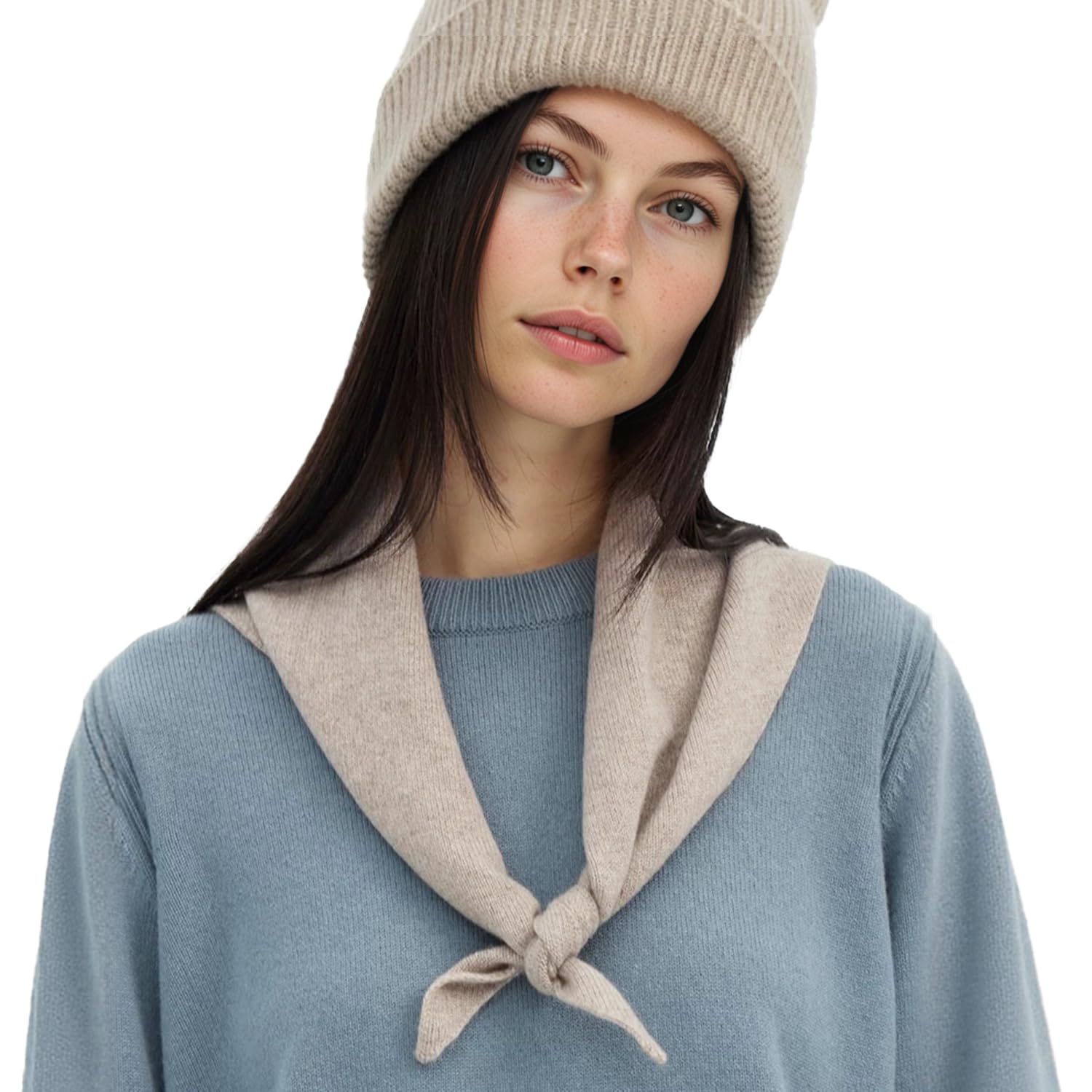 100% Merino Wool Triangle Scarf for Women Winter Neck Gaiter Warmer Knit Hooded Scarf Soft Warm Neck Wrap