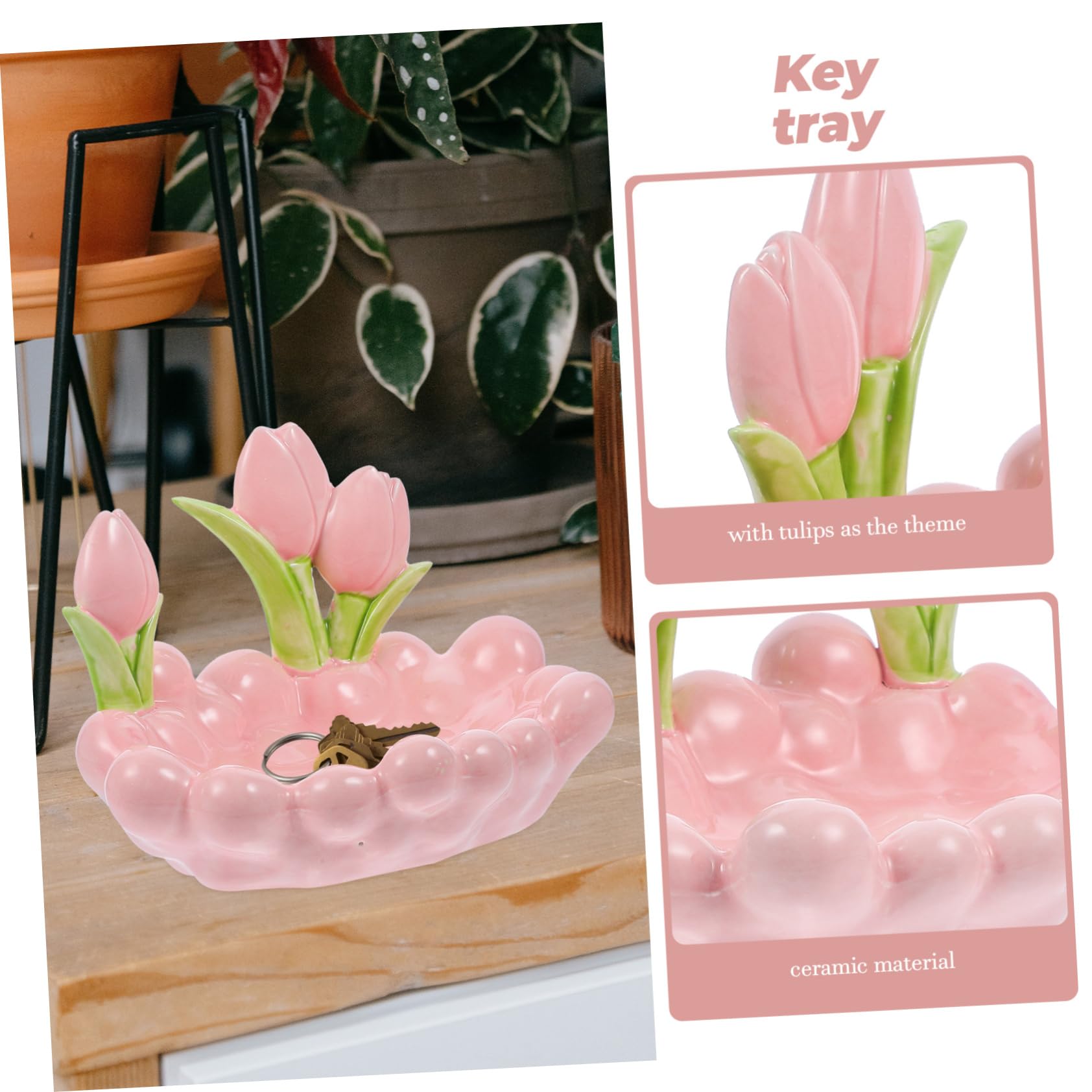 CHILDWEET Kreative Keramik Schmuckschale in Tulpenform, Rosa, Klein