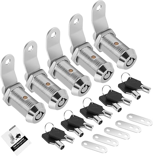 Miniatura 12 de Paquete de 10 cerraduras de gabinete con llaves, cerraduras de almacenamiento para RV de 1-1/2" con llave similar, cerraduras para puerta de Cromo -