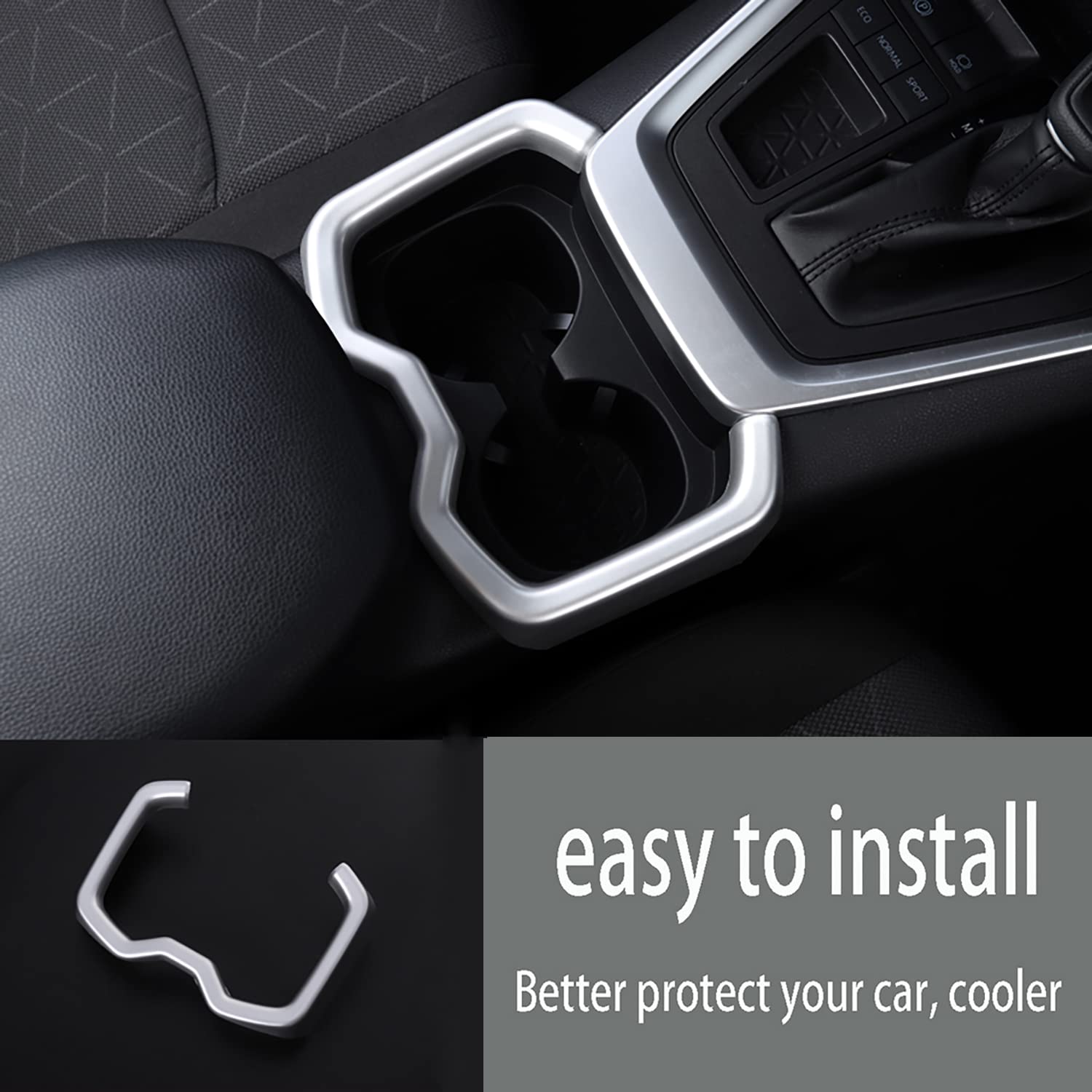 KEAIMEI 2019 2020 2021 2022 for Toyota RAV4 Car Accessories Interior Center Console Water Cup Holder Frame Cover Trim ( Glossy Chrome Style ABS 1pc