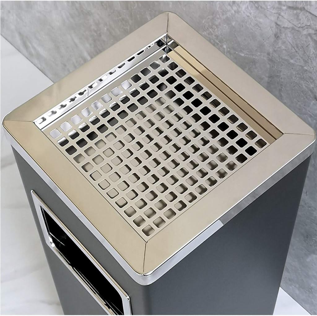 Waste Bins,Rrubbish Bin Outdoor Trash Can Indoor/Outdoor Trash Cans, Vertical Trash Cans with Ashtrays, Stainless Steel Ashtrays for Elevator Entrances in Hotel Mall Corridheavy Trash Can/Black/a