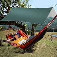 Flintronic Vízálló Ponyva 3x3m - Ultrakönnyű Kempingsátor Előtető UV Védelemmel, 8 Cövekkel és Kötelekkel - Túrázáshoz, Kempingezéshez, Függ 8