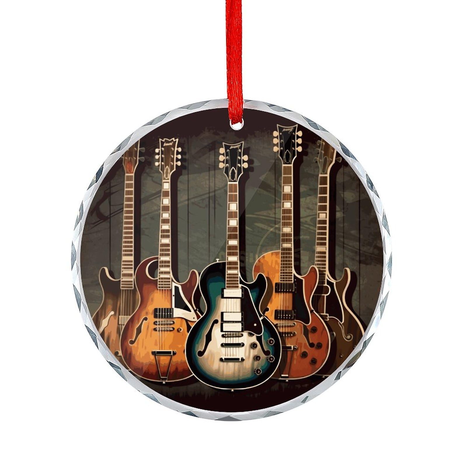 Btcowzrv Style Guitars Art Round Ornament Hanging Pendant Decor