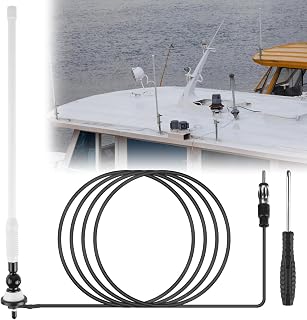 Rubber Duck Antenna Highly Flexible, Flexible Car Boat Marine FM AM Radio Antenna FM Modulators, Marine Radio Antenna Stable for ATV UTV Boat Yacht Tractor Truck FM 16 Inch White