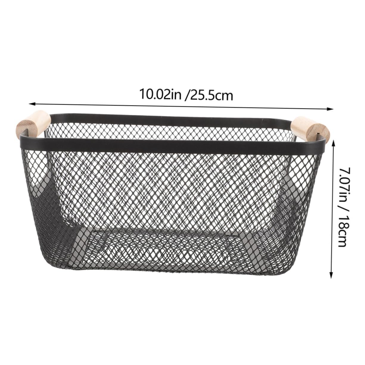 2piezas Cestas De Almacenamiento Mangos De Madera Organizador De Malla Metálica Para Cocina y Baño Estilo Nórdico Para Picnic y Hogar