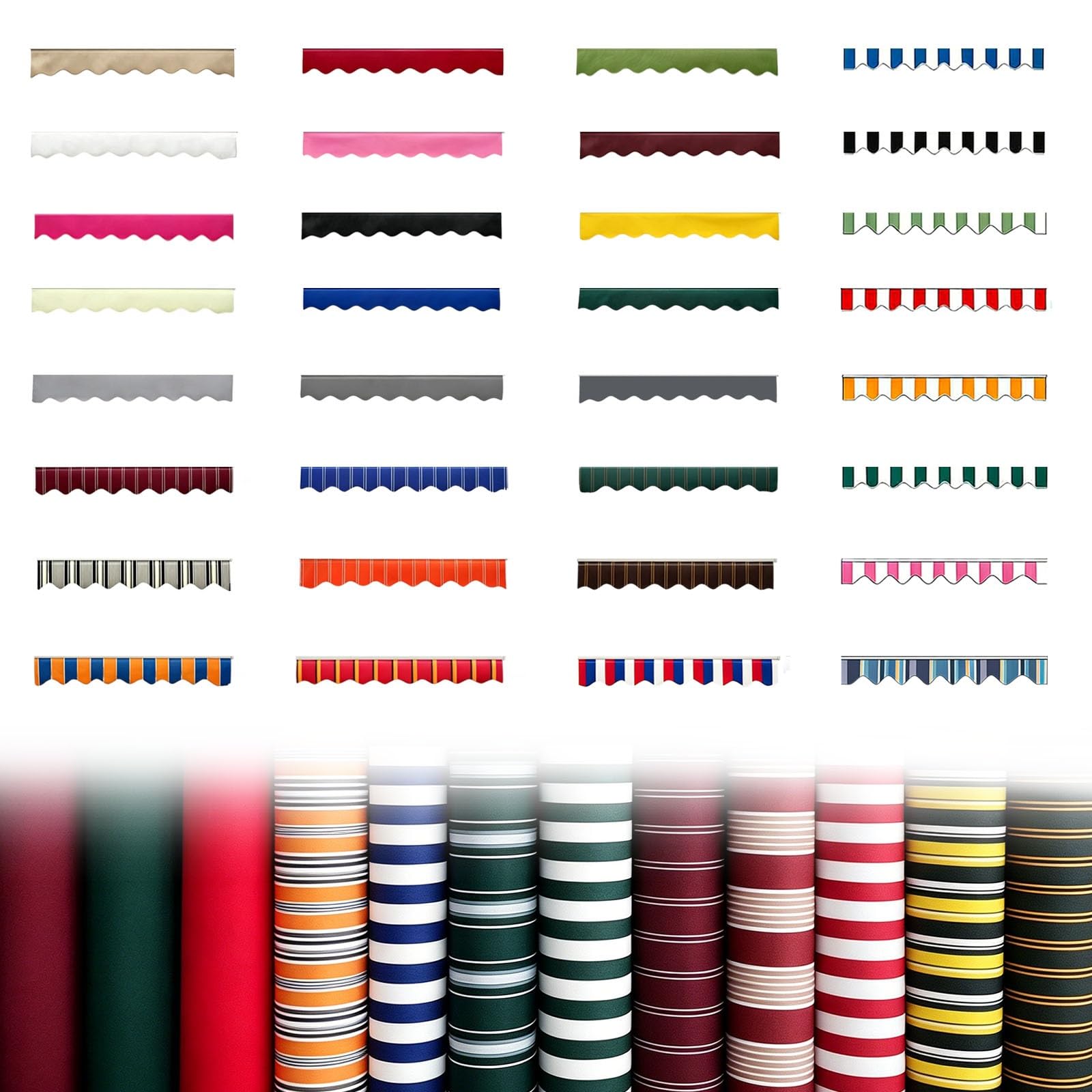Polyester Awning Fabric Valance, Retractable Patio Awnings Canopy Scalloped Valance Replacement, Waterproof Fabric Strip whit Spline 250-700cm, Valance Only(Orange stripes,B250cmxH20cm)