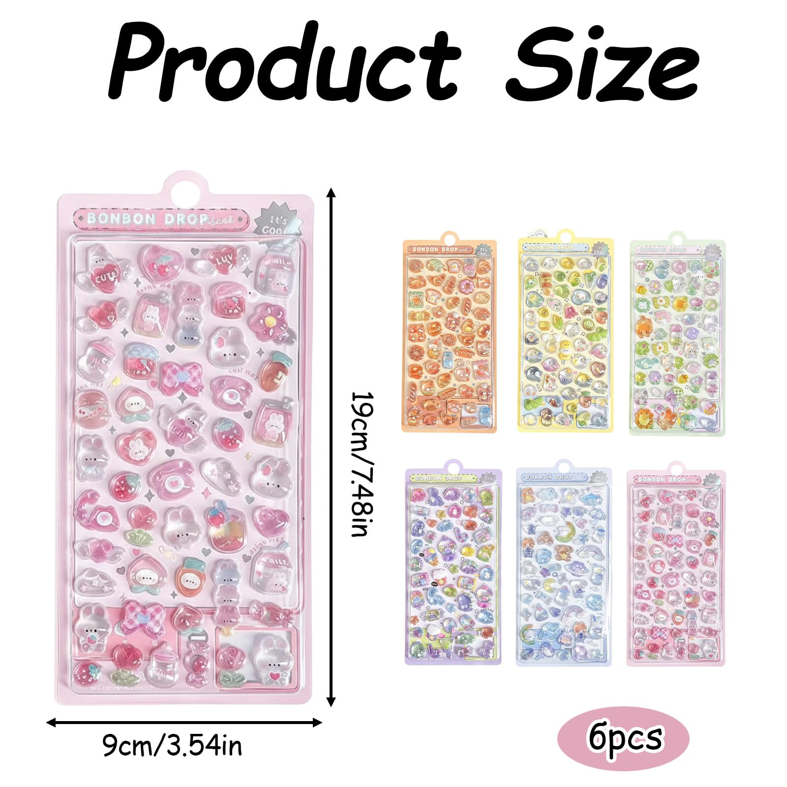 6Pcs Sheets of 3D Stickers, Cute Puffy Stickers with Adorable Designs Including Spring Cats, Brown Snack Pack - Image 2