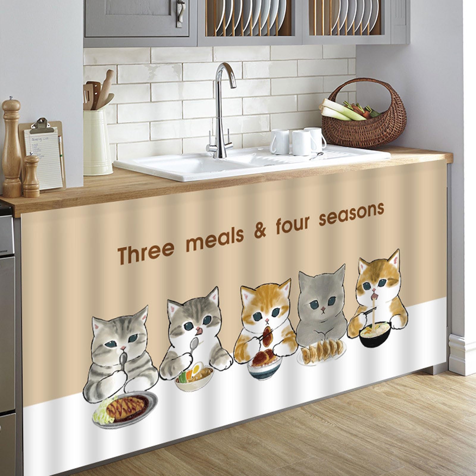 Wansiman Curtains Under The Sink,Privacy Closet Curtain,Cafe Curtains,kitchen Curtains For Windows,can Filter Sunlight,are Waterproof,for Under The Sink,bookcase,With Hook And Loop Strip