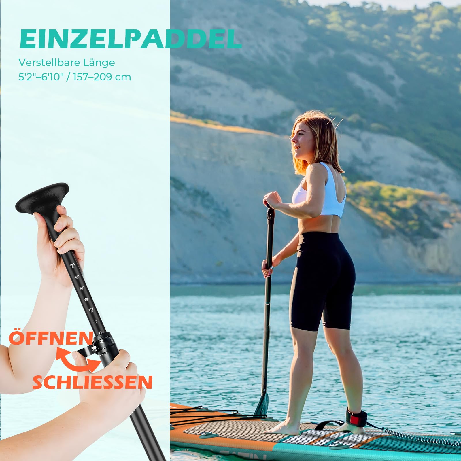NACATIN SUP Board für Erwachsene, aufblasbares Stand Up Paddling Board 320cm (10ft 6in), mit verstellbarem Paddel, Pumpe, Rucksack, Reparaturset, ideal für Anfänger & Fortgeschrittene