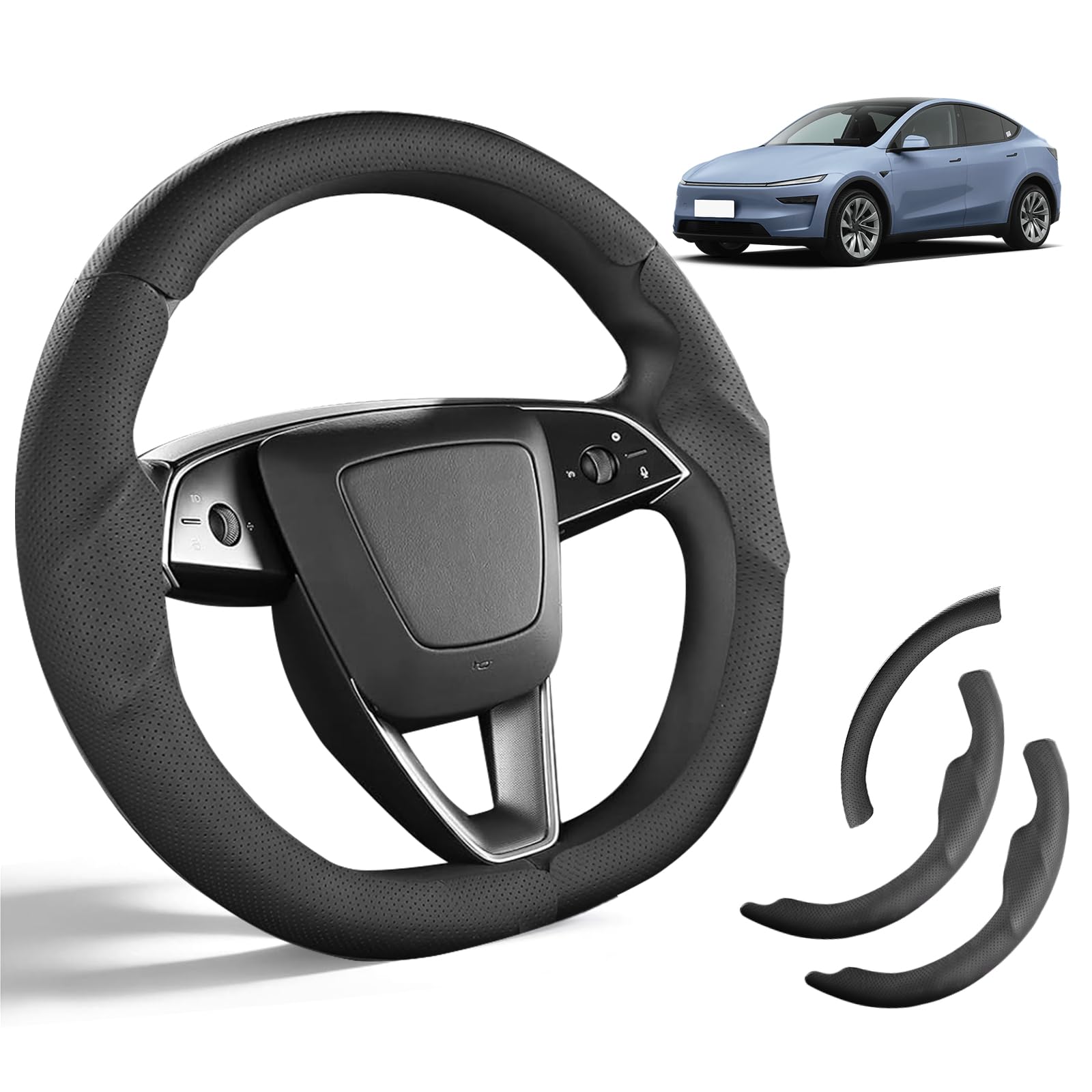 Funda de volante para Tesla Model 3 Highland & Model Y Juniper, funda de cuero para volante Tesla Model 3/Y Accesorios