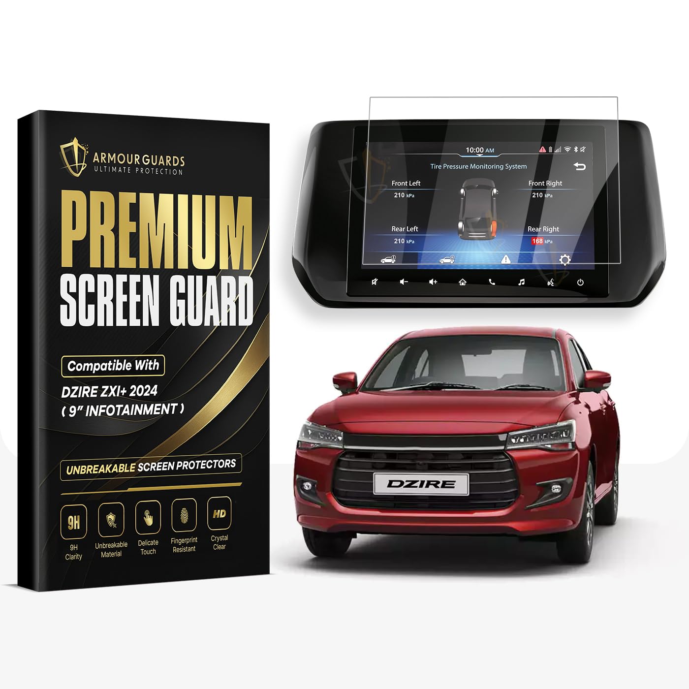 ARMOUR GUARDS Screen Guard For MARUTI SUZUKI DZIRE ZXI+ 9 INCH Music Infotainment System Display Screen Protector | Car Navigation Accessories 2024 [Not Tempered Glass]-image-46