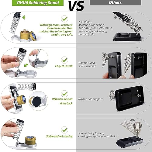 Miniatura 7 de YIHUA 947-III Kit de soldador manual con kit de limpieza #08B con soporte para hierro, kit de limpieza y accesorios (12 artículos)