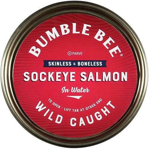 Miniatura 6 de Bumble Bee Salmón Sockeye sin piel y deshuesado en agua, lata de 5 onzas, salmón capturado en la naturaleza prémium para sándwiches y recetas, 0.81