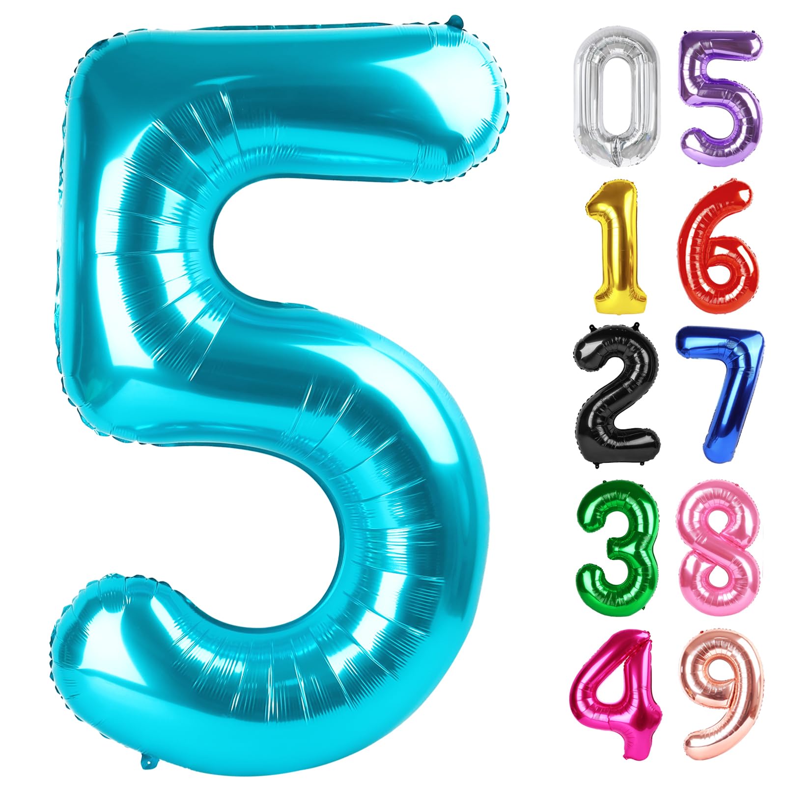Light Blue Number 5 Balloon 40 Inch, 5th Birthday Decorations Men Women