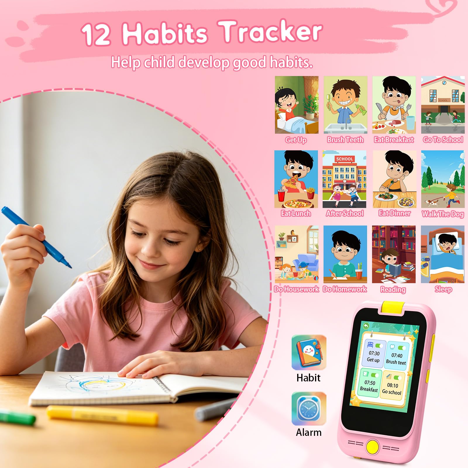 Telefono Giocattolo per Bambini, Macchina Fotografica, Regalo Bambina 3 4 5 6 7 8 Anni, Cellulare per Bambini, Unicorno Telefoni Educativi Finto per Bambina, Regali di Compleanno e Natale per Ragazze
