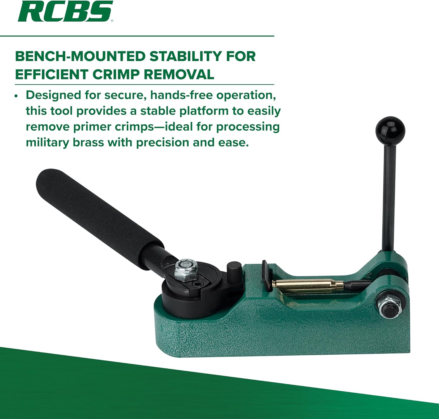 RCBS Primer Pocket Swager, Bench Tool for Removing Primer Pocket Crimps, Perfect for Reloading Military Brass