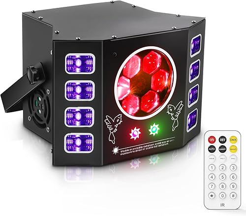 Miniatura 10 de Luces de fiesta, 6 lentes de club, luces de discoteca, luces RGB activadas por sonido, luz de DJ con control remoto para decoraciones de Halloween,
