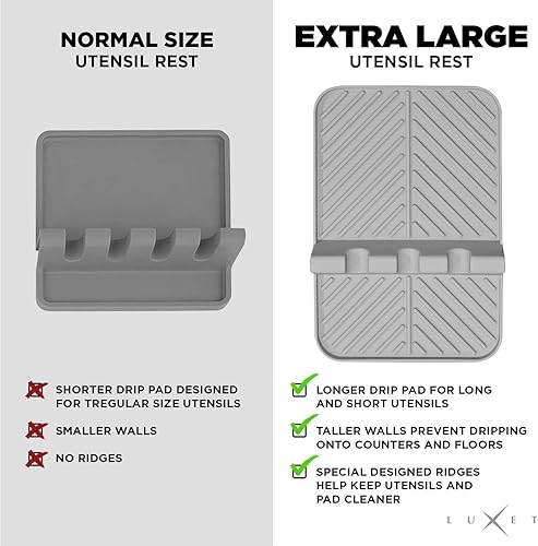 Miniatura 4 de Soporte de cuchara actualizado para encimera de cocina, soporte de utensilios de silicona resistente al calor para encimera con almohadilla de