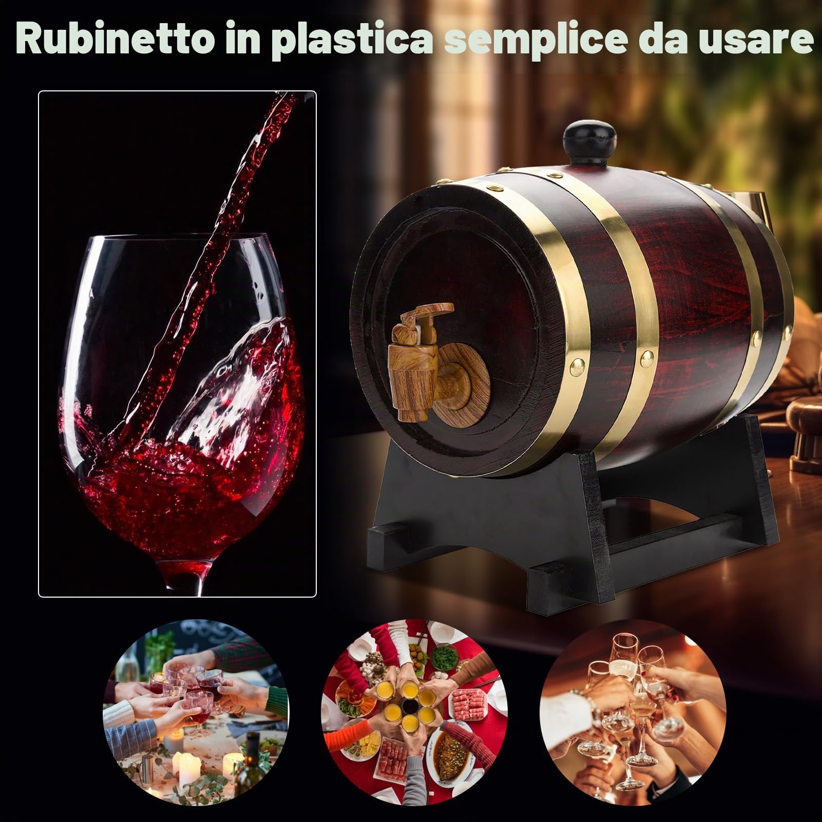 Botti di birra in botti di legno da 1,5 l/3 l/5 l/10 l, con fusto, supporto e tappo in legno, fusto di birra a casa, perfetto per birra, whisky o vino (1,5 l)