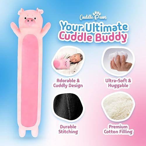 Miniatura 6 de Almohada de peluche grande de cerdo de 35 pulgadas, juguetes de cerdo, bonita almohada de cerdo gigante, regalo para novia, peluche grande y suave,