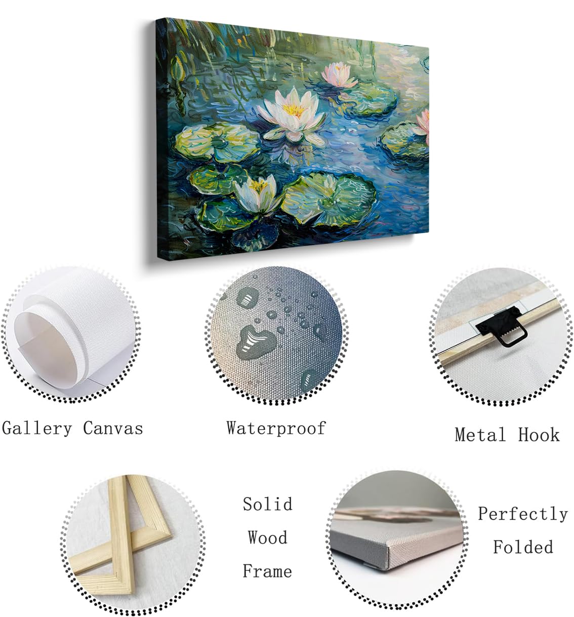 Amazon.com: Generic Green lotus pond canvas texture oil