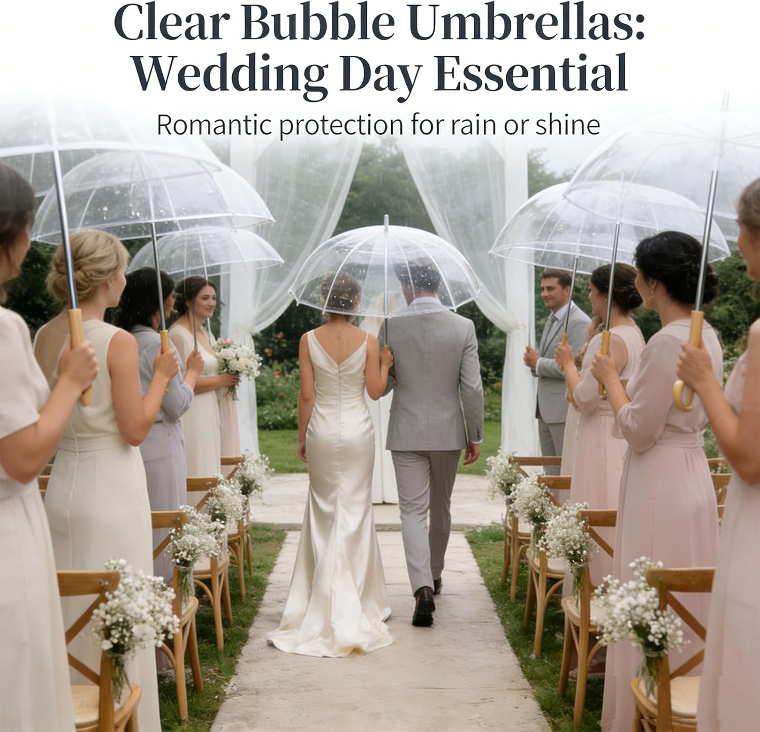 12 Pack Clear Wedding Umbrellas,High-Visibility Transparent Rain Umbrella, Auto Open & Windproof with J-Hook Handle,for Wedding Bride/Groom Photography/Golf Outdoor