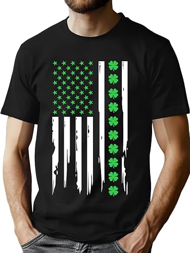 ELDPS Mens St Patricks Day Shirt: Irish Lucky Shamrock T Shirt Clover Saint Patr