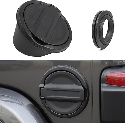 JeCar Tapa del tanque de gasolina cubierta de aluminio para puerta de llenado de combustible compatible con Jeep Wrangler 2018-2023 JL & Unlimited
