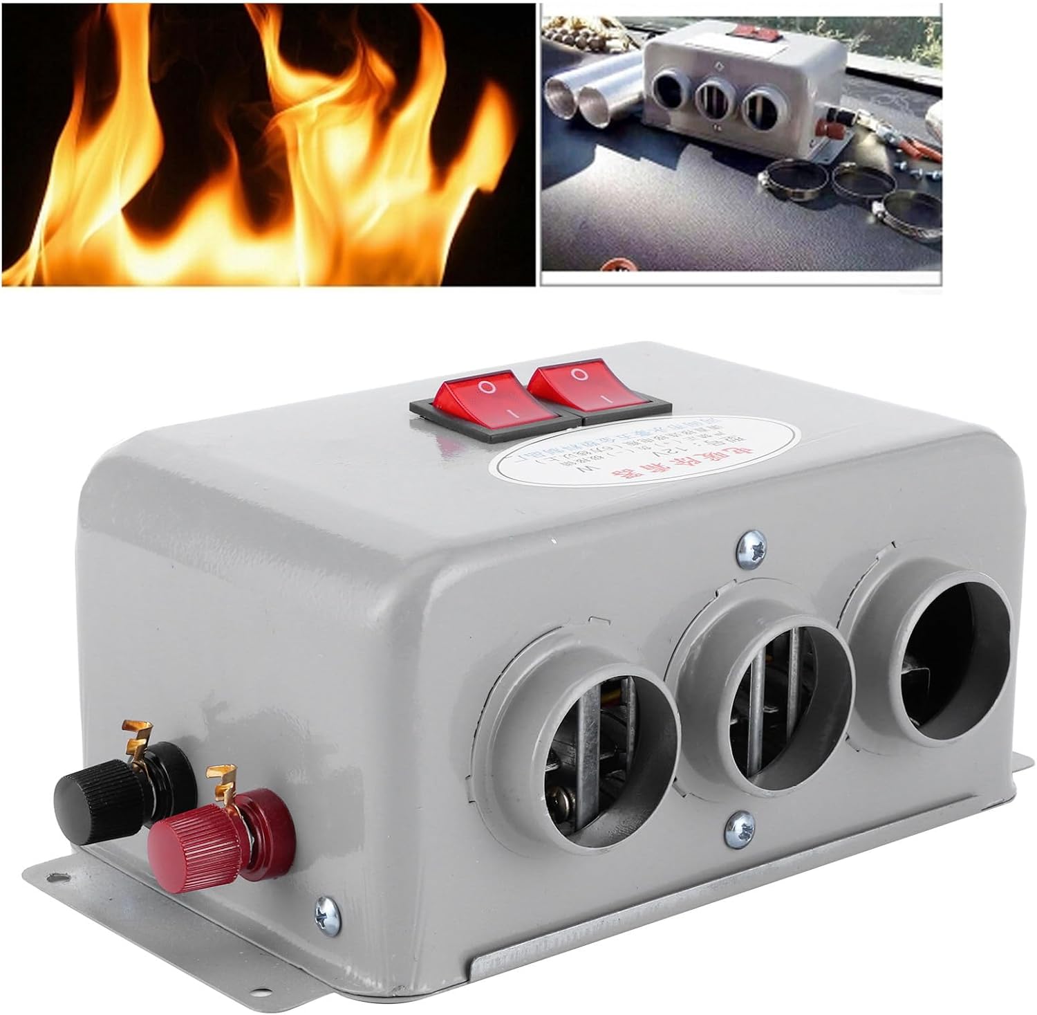Automobile Interior Heater, 12V 600W‑800W Dual Gear 3 Hole Compact Car Demister Winter Fast Heating Warmer Frost Removing Low Noise Car Windshield Defroster and Defogger (80-100℃)