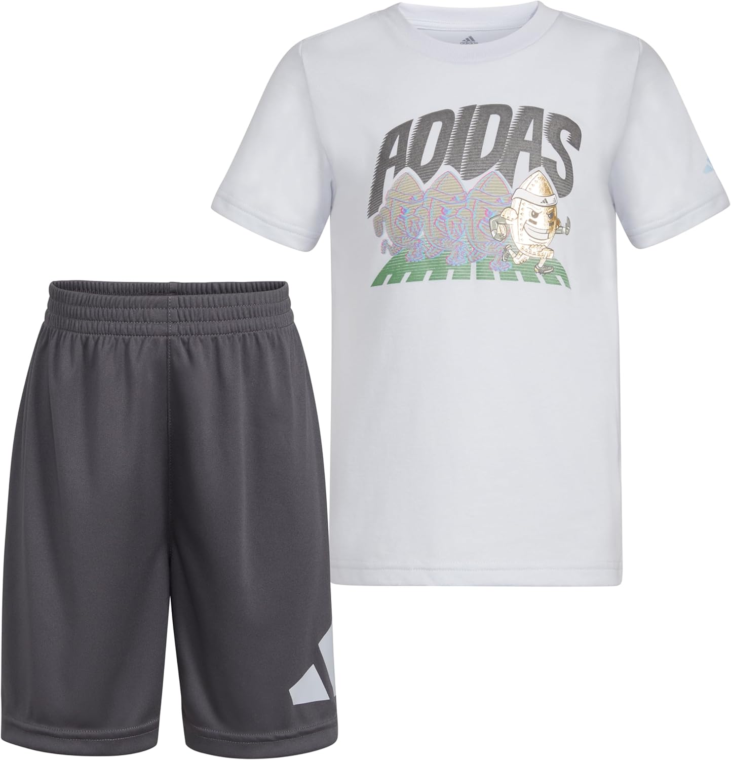 adidas baby-boys Poly Tee Aop 3s Short Set(infant)