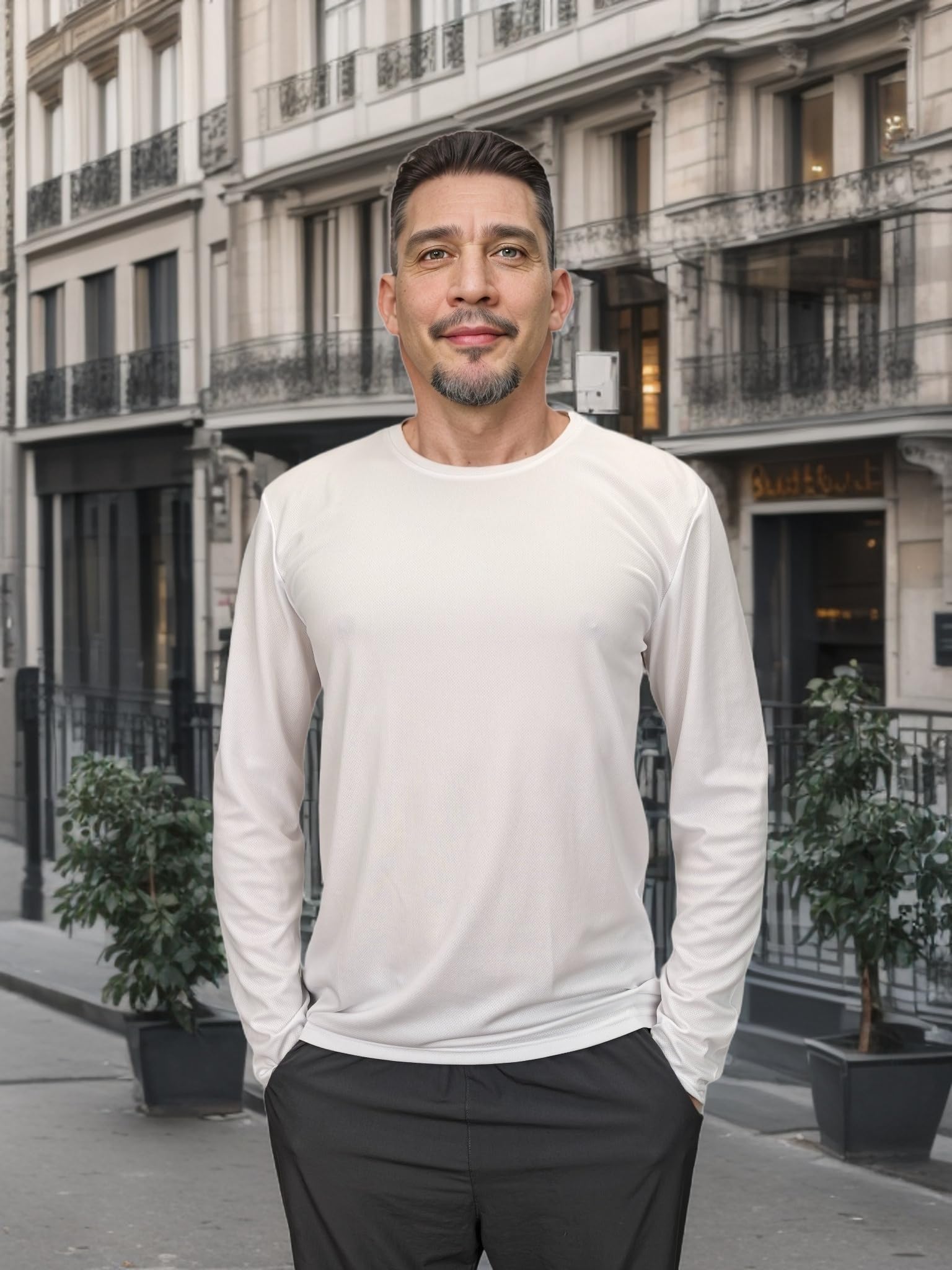 T-shirt à manches longues pour homme - Séchage rapide - Pour la course à pied, l'entraînement, la pêche et la randonnée