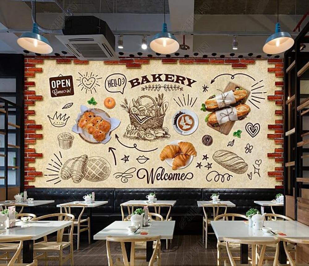 Papel Pintado 3D Moderno de panadería y postres, Pegatinas de Pared Autoadhesivas, Papel Tapiz extraíble para Sala de Estar, Oficina, Hotel, Restaurante, Dormitorio, TV, Fondo, pósteres de p