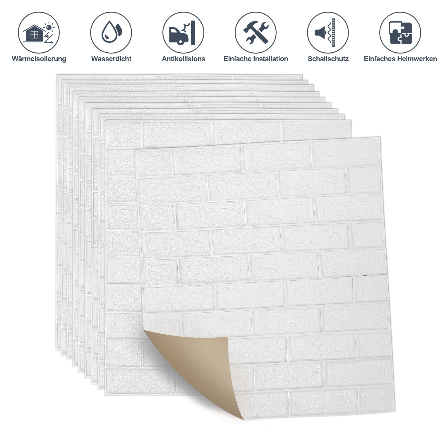 Fiqops 20 pannelli di carta da parati 3D, 77 x 70 cm, autoadesivi, effetto pietra, impermeabile, per camera da letto, bagno, soggiorno