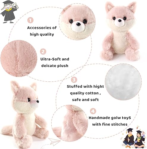 Miniatura 4 de Peluche de zorro, adorable peluche de zorro de juguete para niños y niñas, regalo de cumpleaños, guardería, hora de dormir, 10 pulgadas, rosa